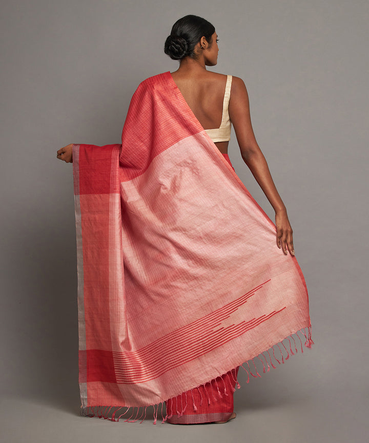 Red tussar silk hand-loom chhattisgarh kosa saree