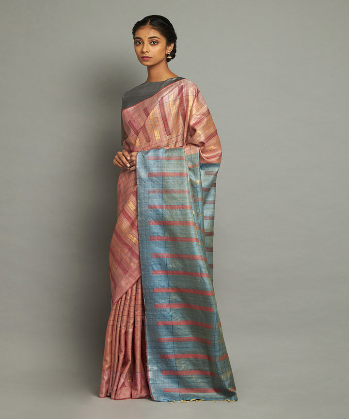 Coral tussar silk hand loom chhattisgarh kosa saree
