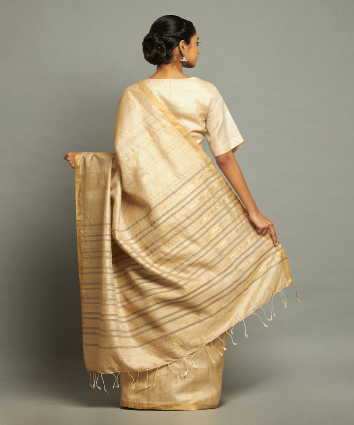 Natural tussar silk hand woven chhattisgarh kosa saree