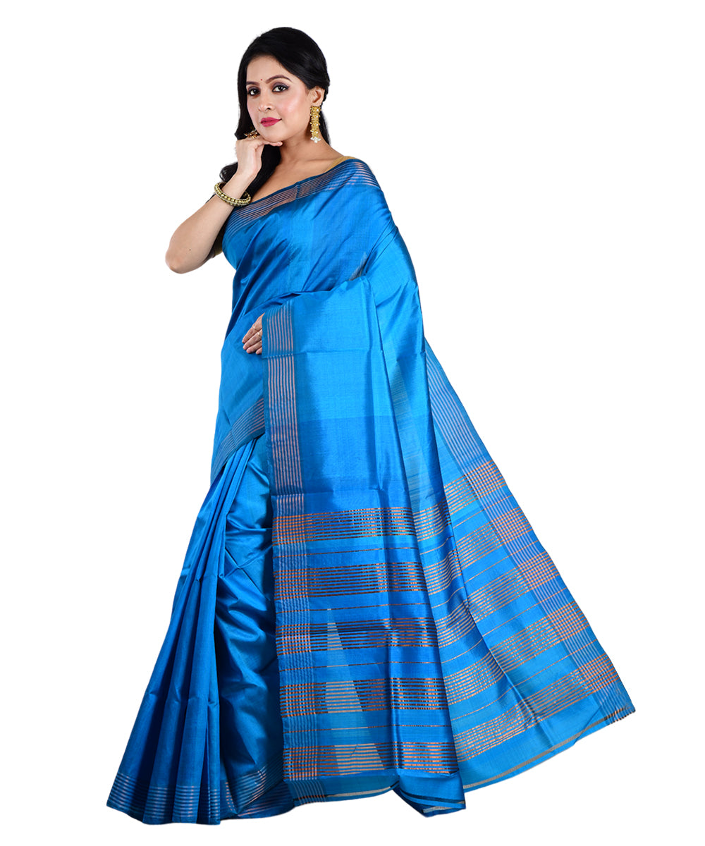 Navy blue handwoven silk saree