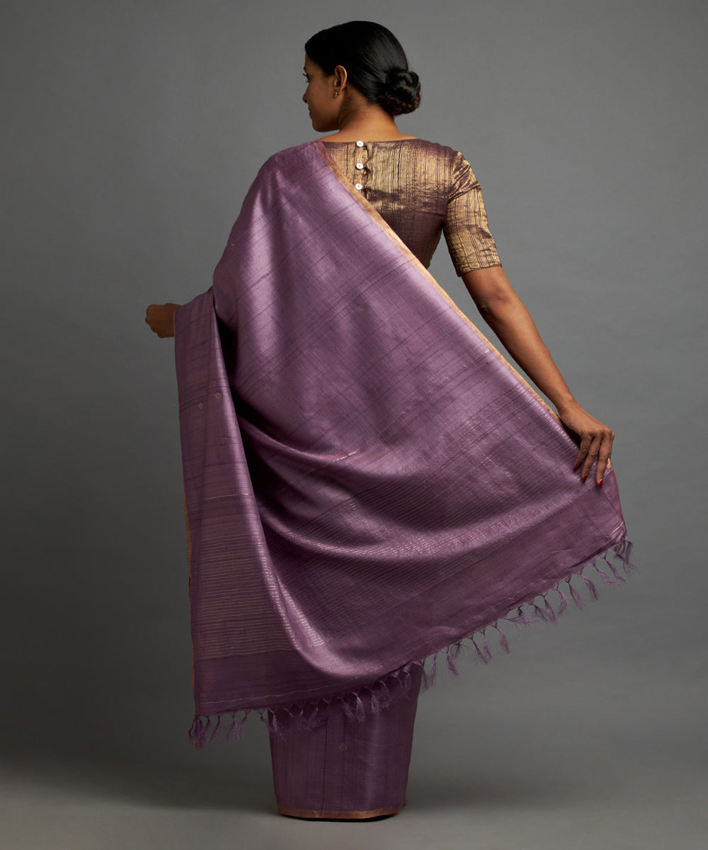 Amethyst tussar silk hand woven chhattisgarh kosa saree