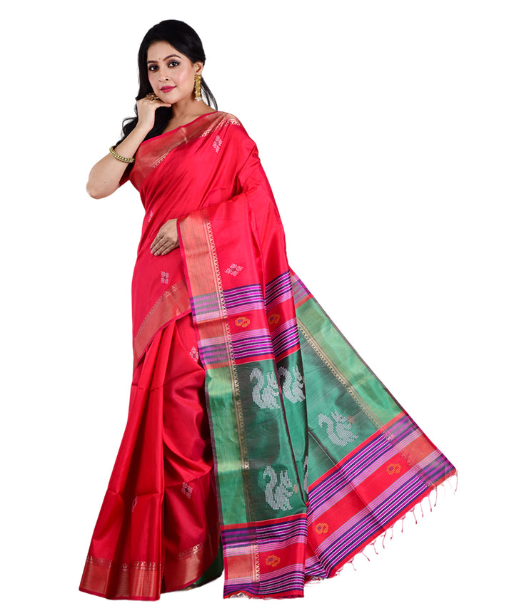 Red multicolor handwoven silk saree