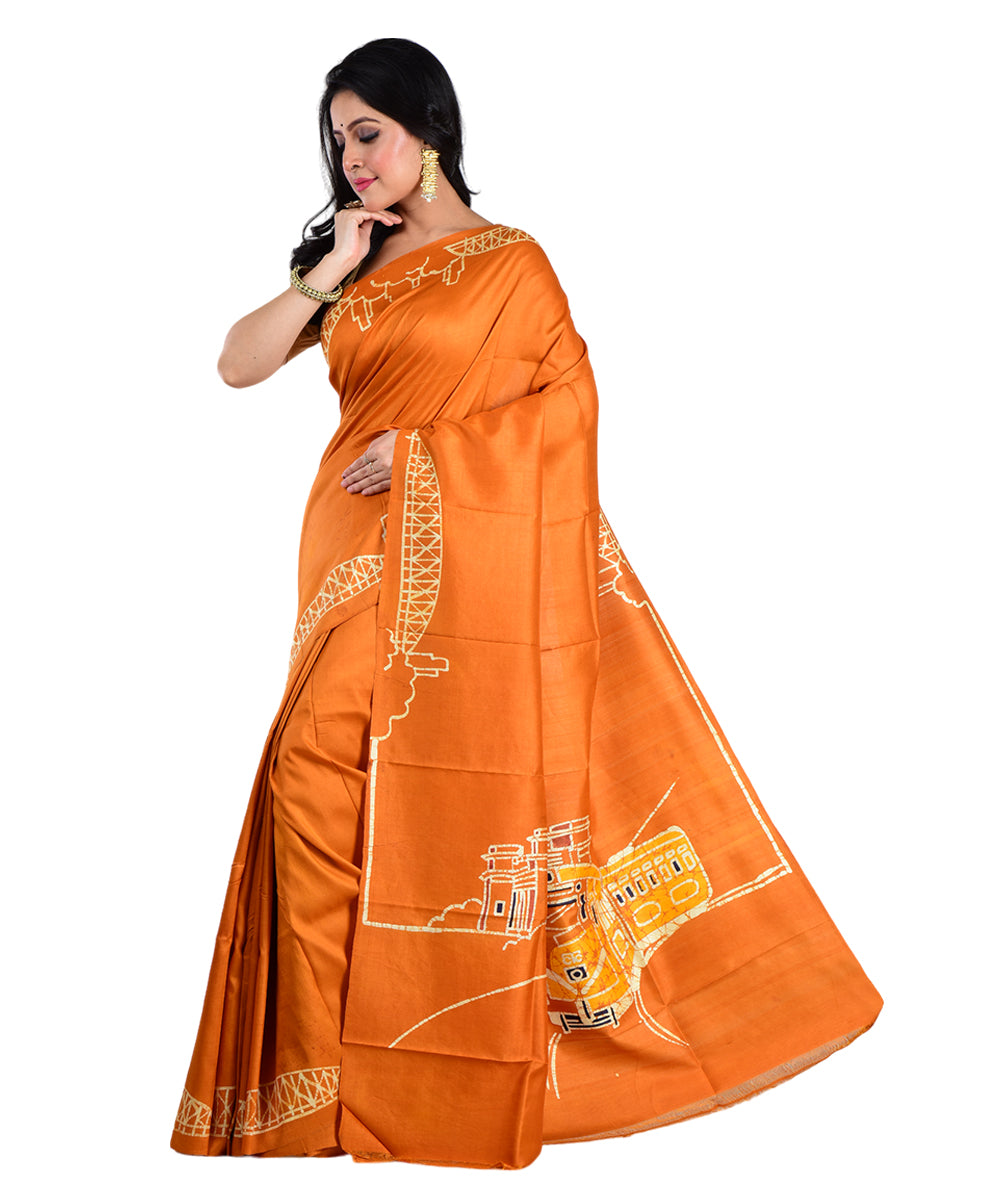 Mustard handloom silk saree