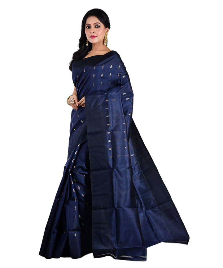 Navy blue silk handloom saree