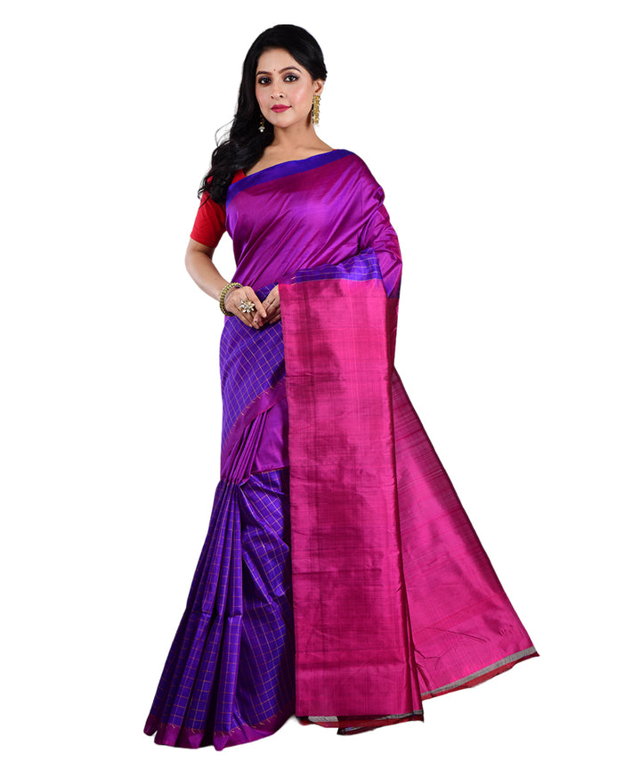 Navy blue purple handwoven silk saree