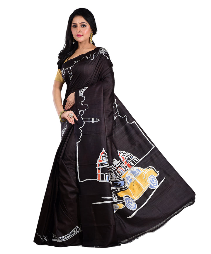 Black silk handloom saree