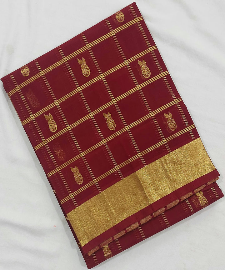 Deep brown handloom venkatagiri cotton saree