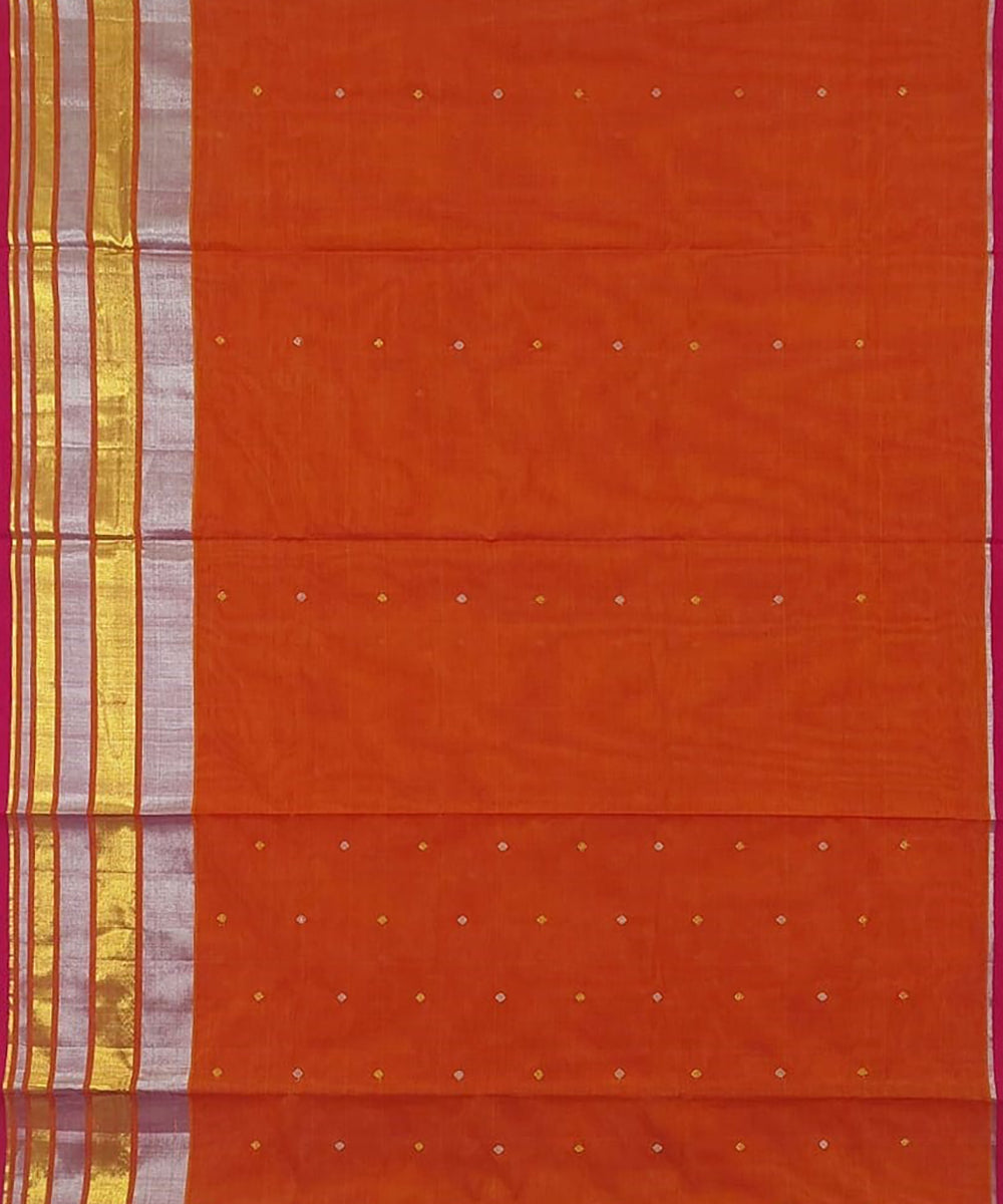 Orange handloom venkatagiri cotton saree