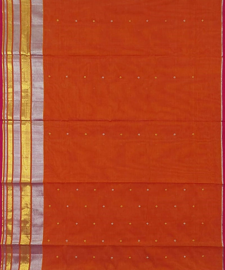 Orange handloom venkatagiri cotton saree