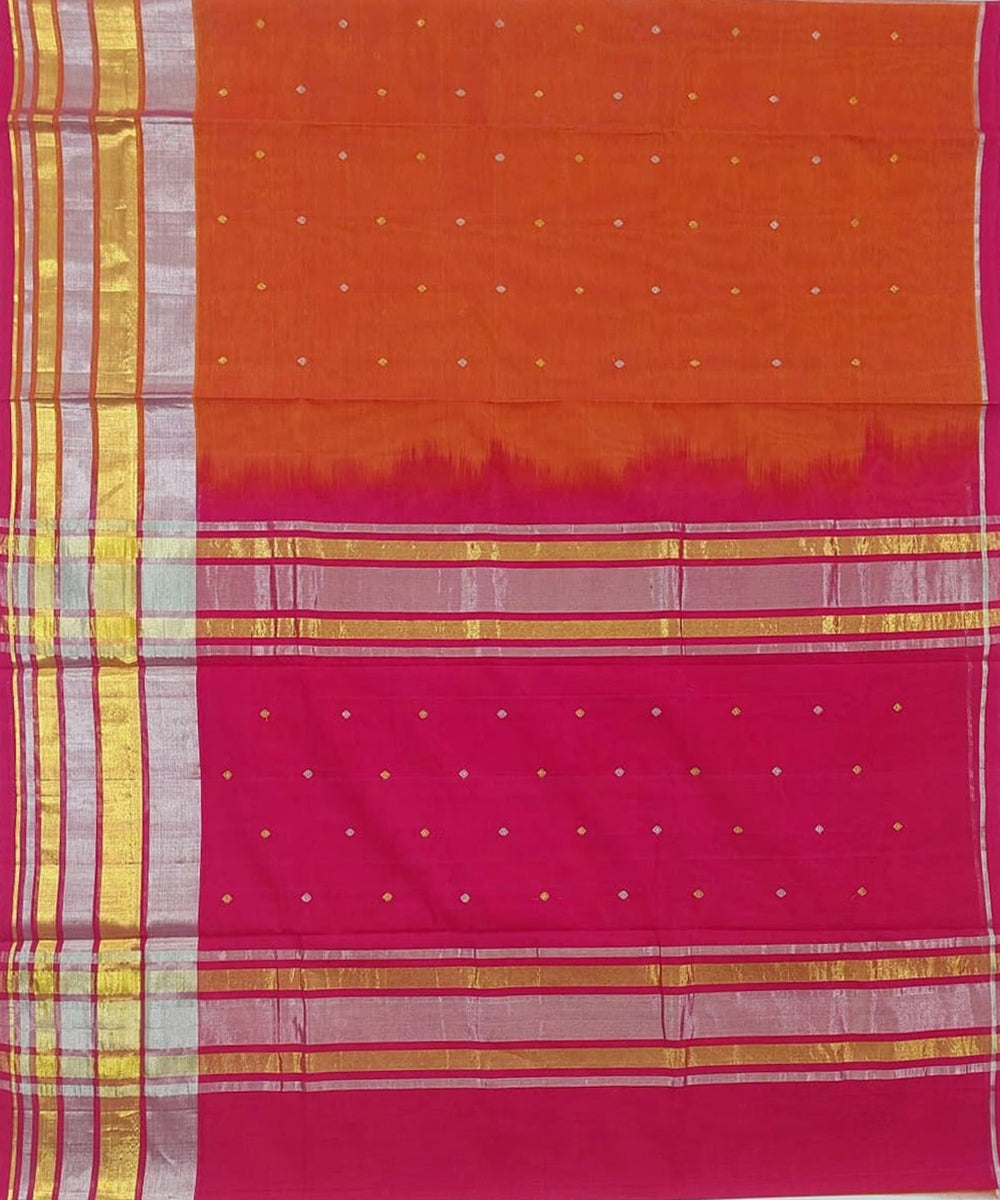Orange handloom venkatagiri cotton saree