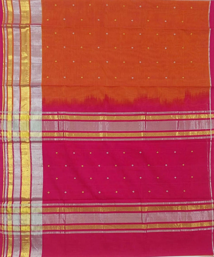 Orange handloom venkatagiri cotton saree