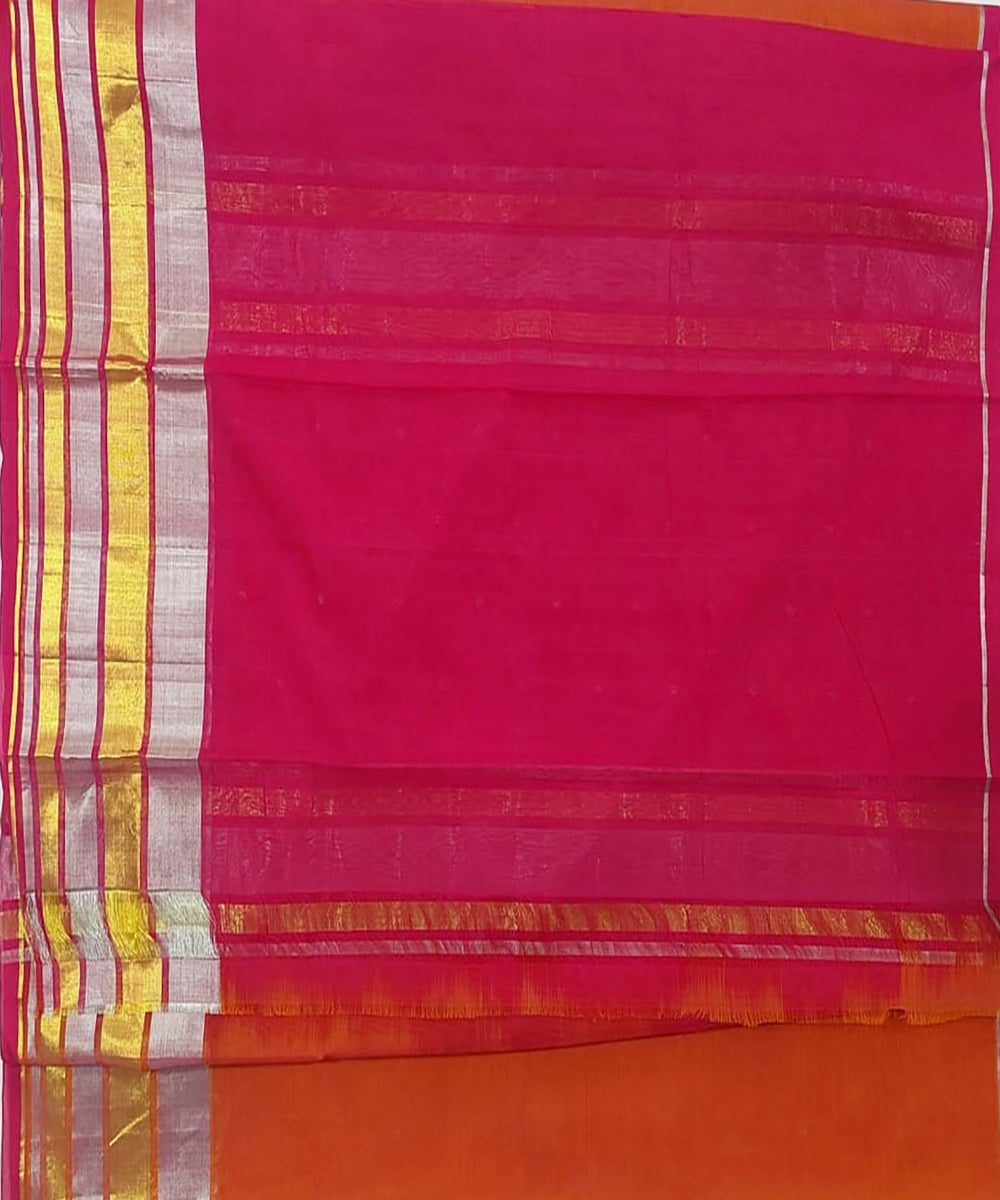 Orange handloom venkatagiri cotton saree