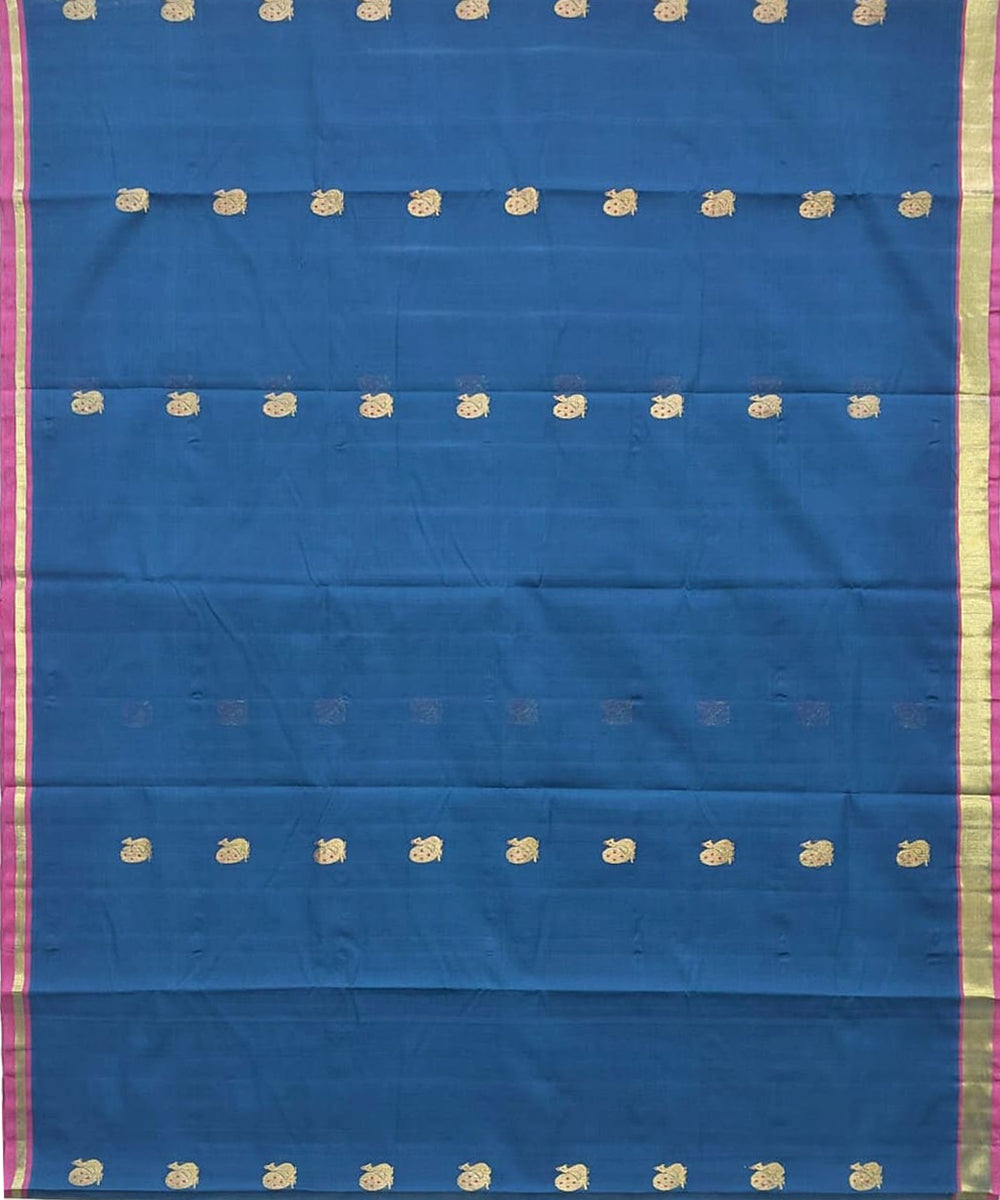 Navy blue handloom venkatagiri cotton saree