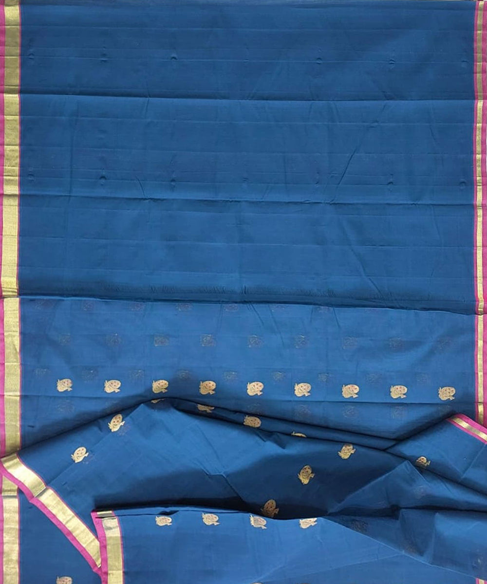 Navy blue handloom venkatagiri cotton saree