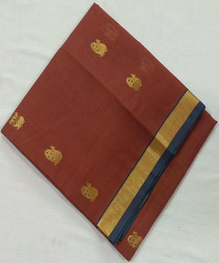 Brown zari border handloom venkatagiri cotton saree
