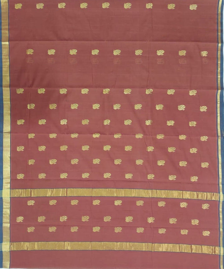 Brown zari border handloom venkatagiri cotton saree