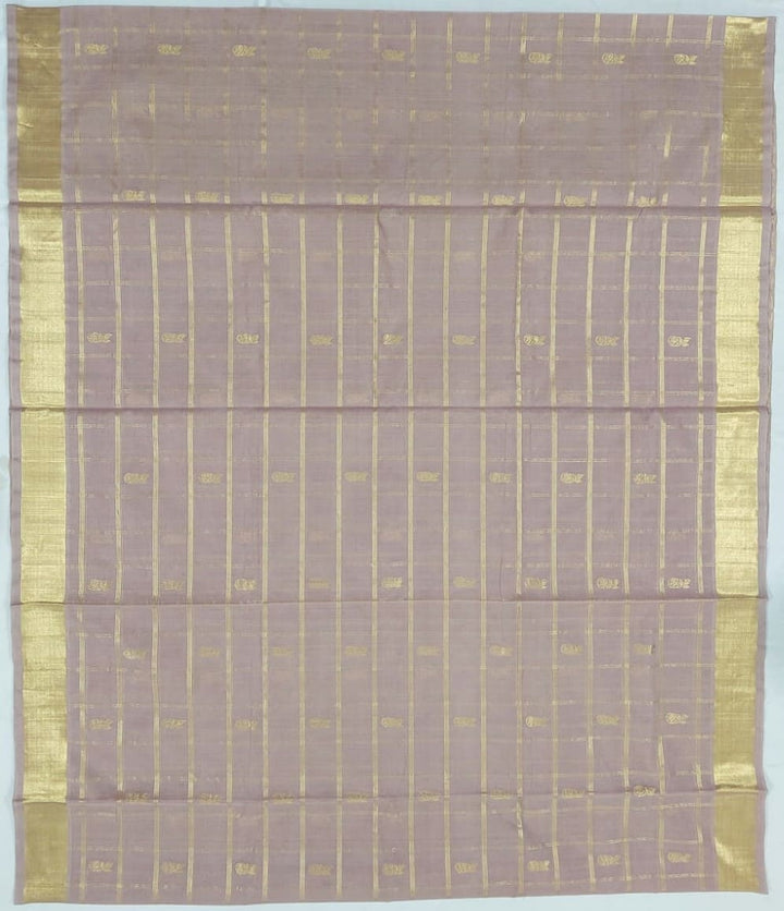 Light brown zari stripe handloom venkatagiri cotton saree