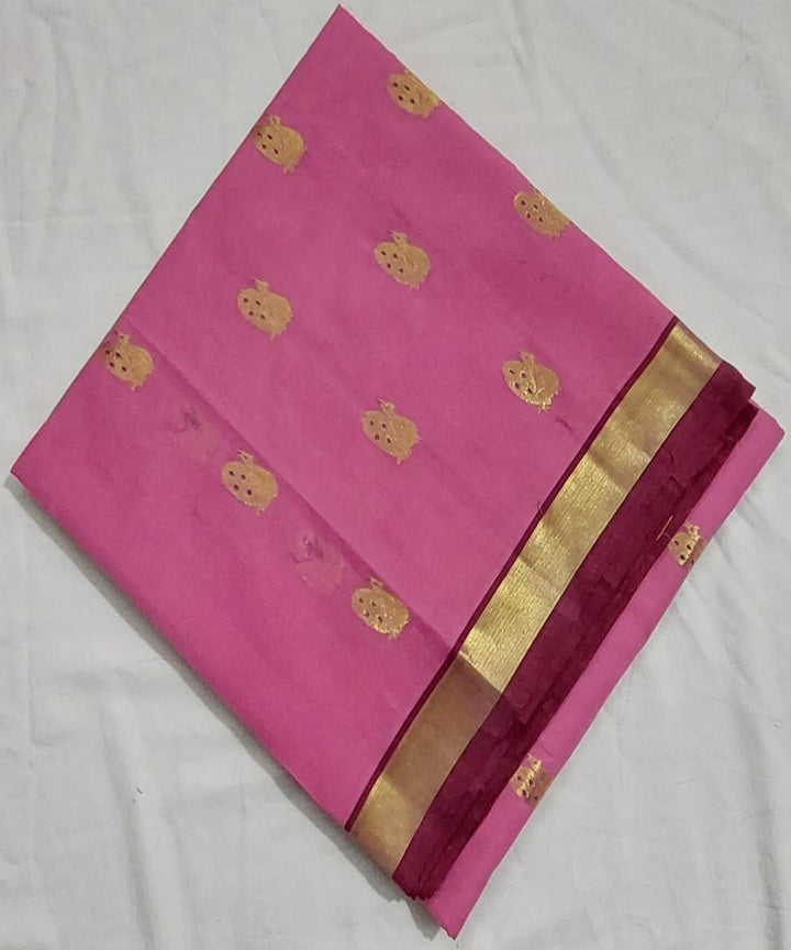 Pink handloom venkatagiri cotton saree