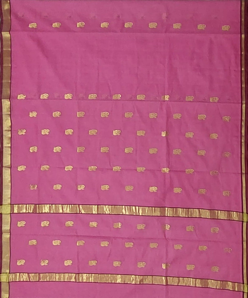 Pink handloom venkatagiri cotton saree