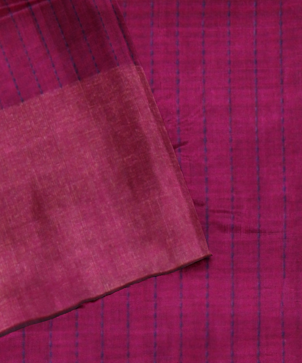 Dark blue brown raw silk handloom bhagalpur saree