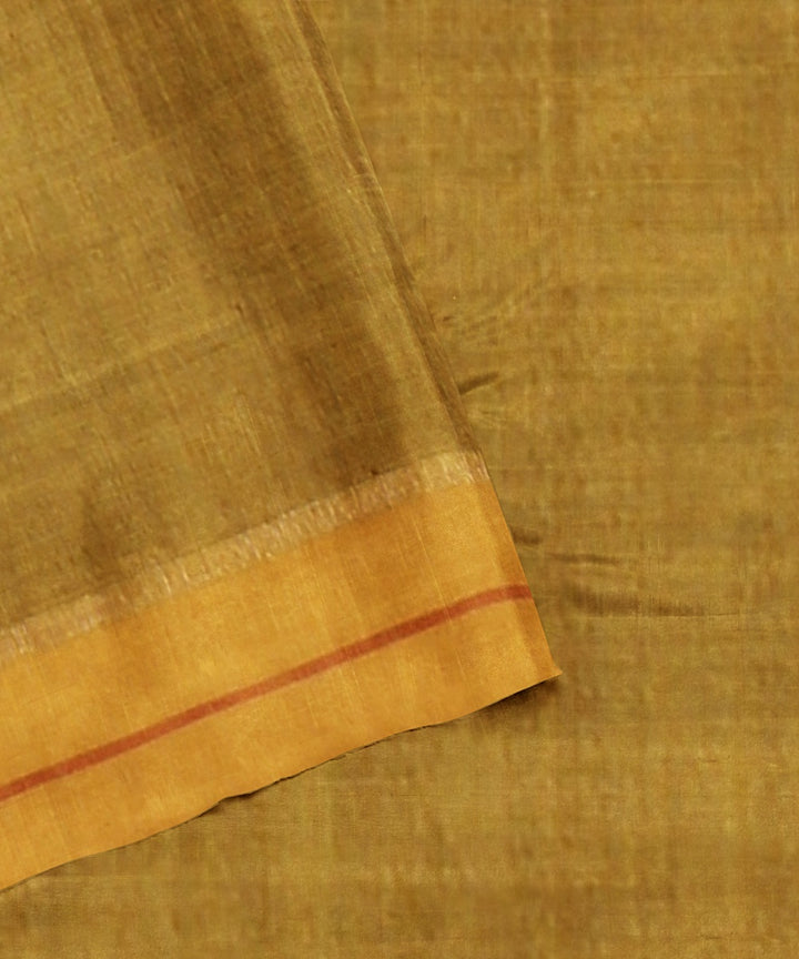 Garnet brown raw silk handloom bhagalpur saree