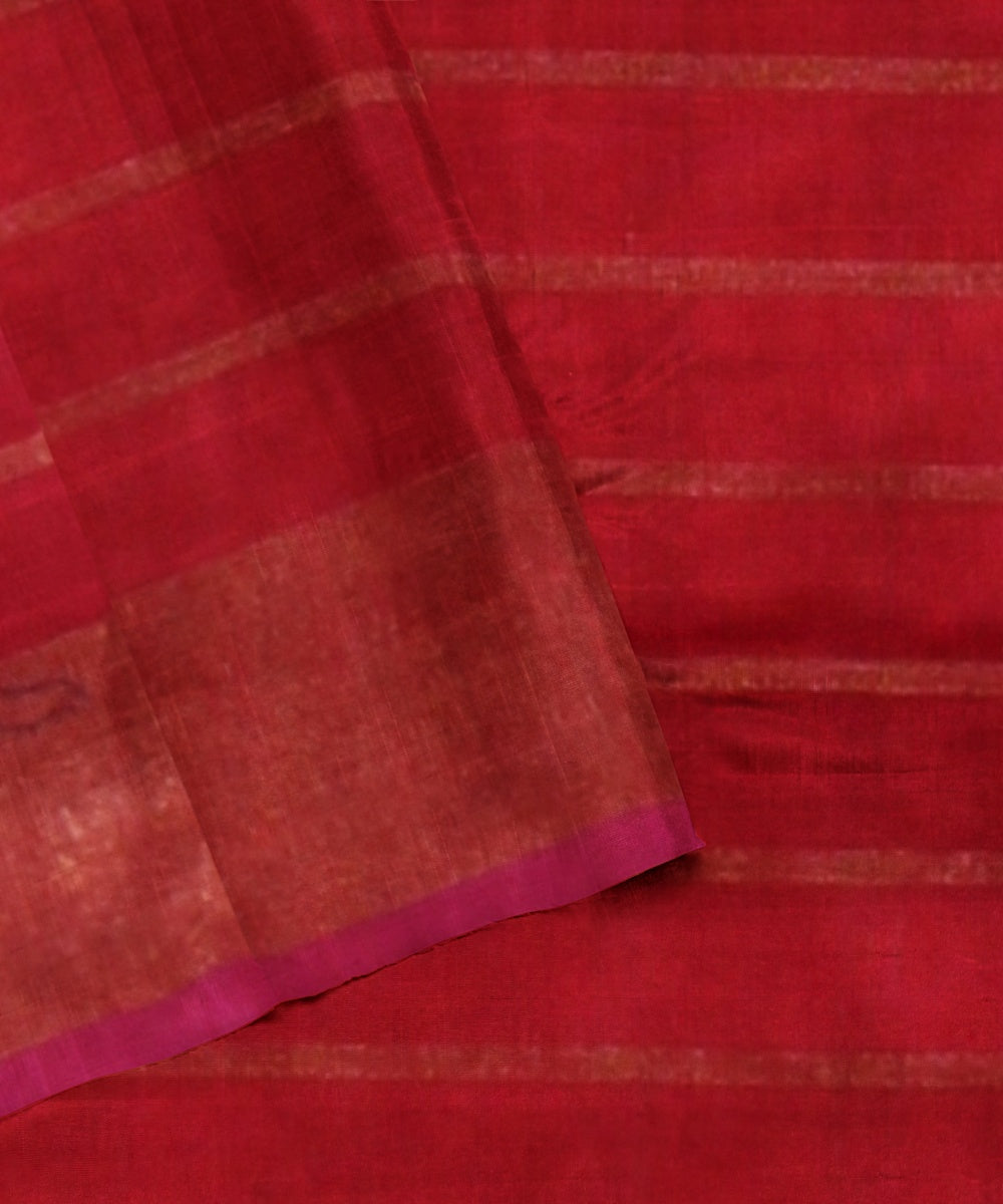 Cerise red raw silk handloom bhagalpur saree