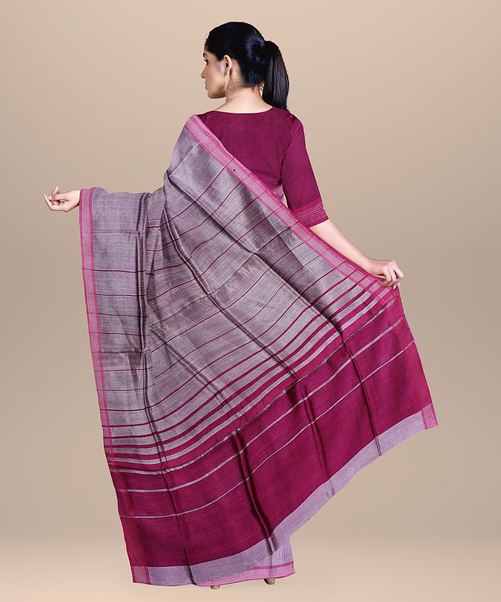 Lavender pink raw silk handloom bhagalpur saree