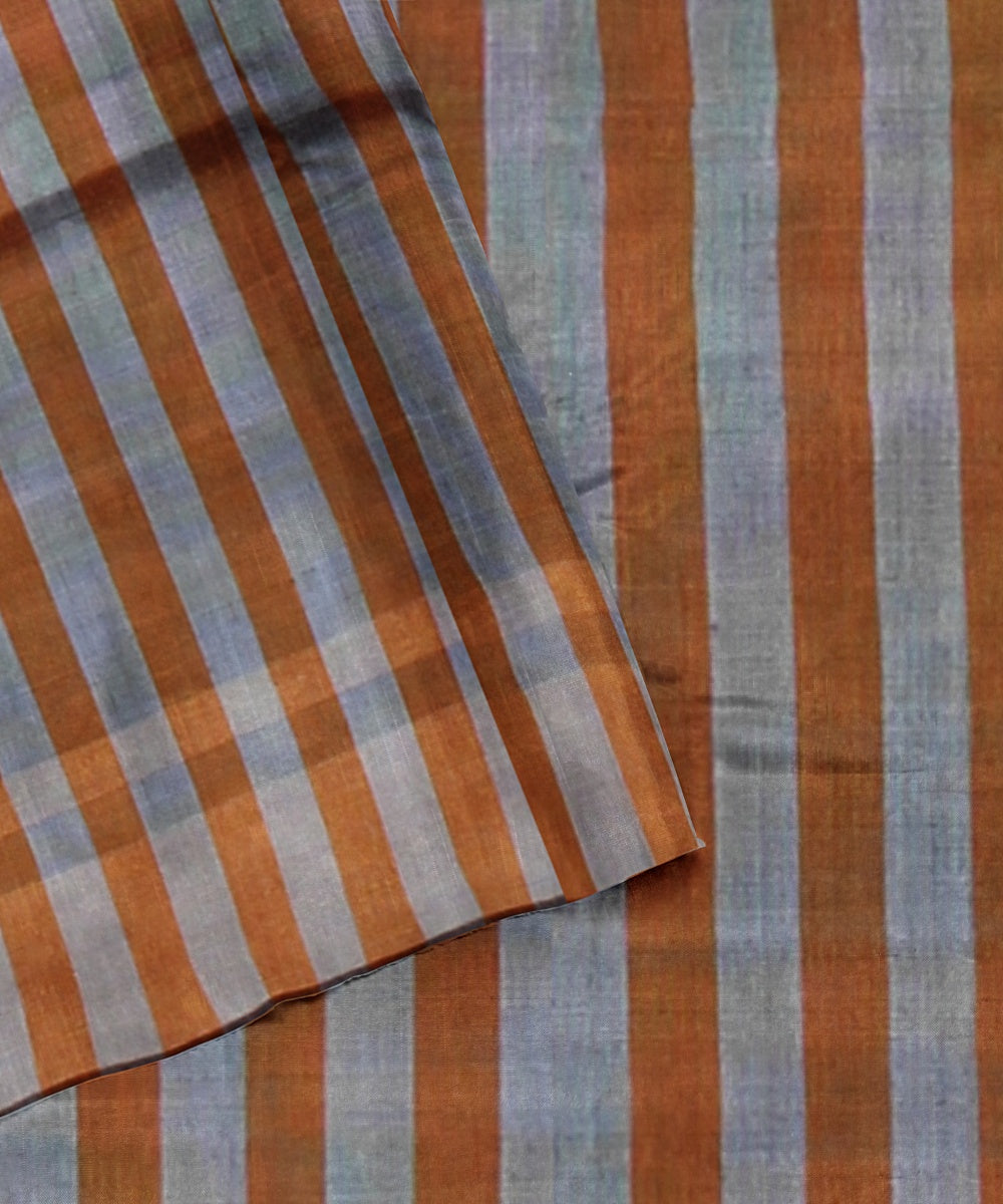 Brown grey raw silk handloom bhagalpur saree
