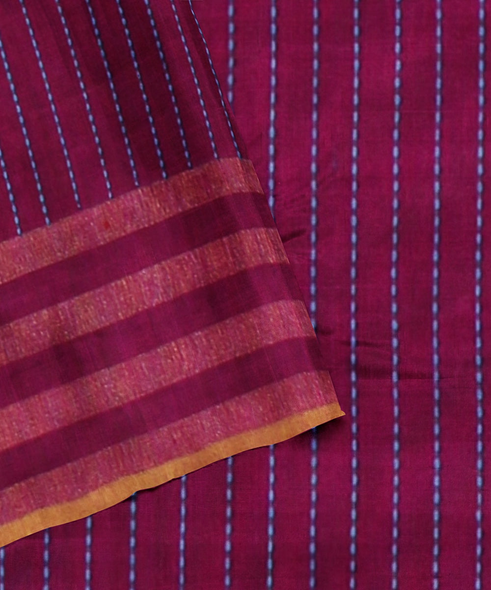 Cobalt blue magenta raw silk handloom bhagalpur saree