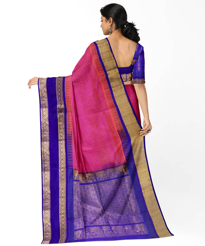 Pink blue sico handwoven chirala saree