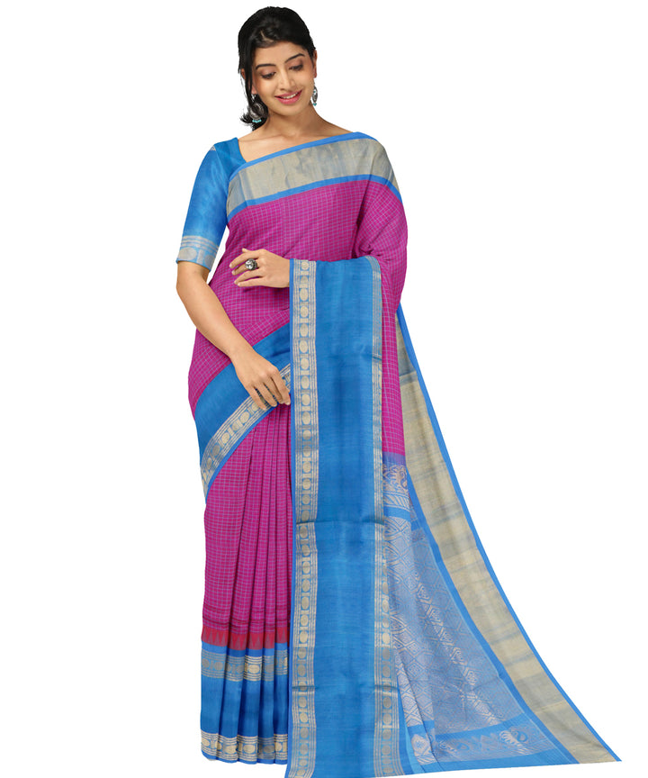 Light pink skyblue sico handwoven chirala saree