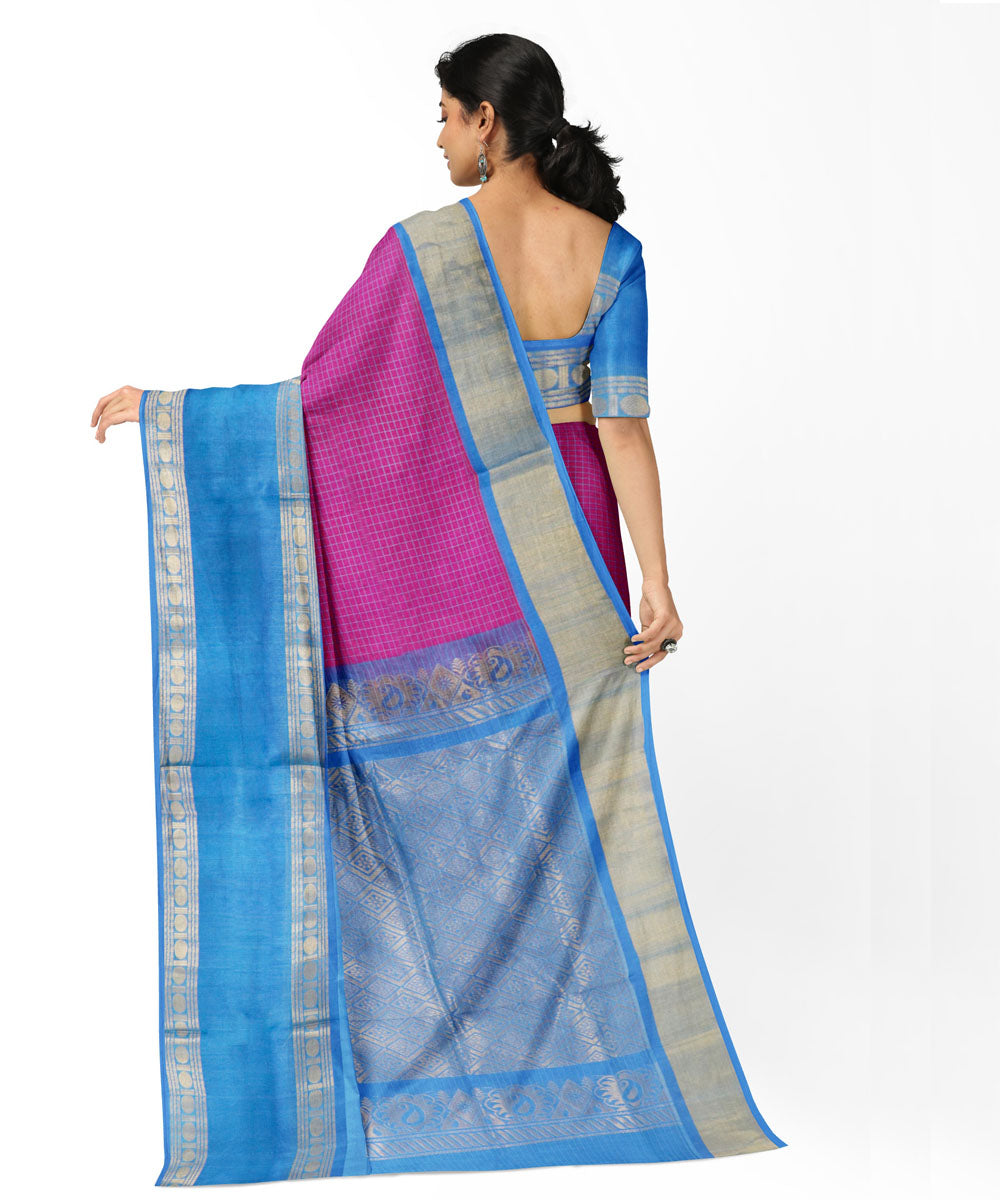 Light pink skyblue sico handwoven chirala saree