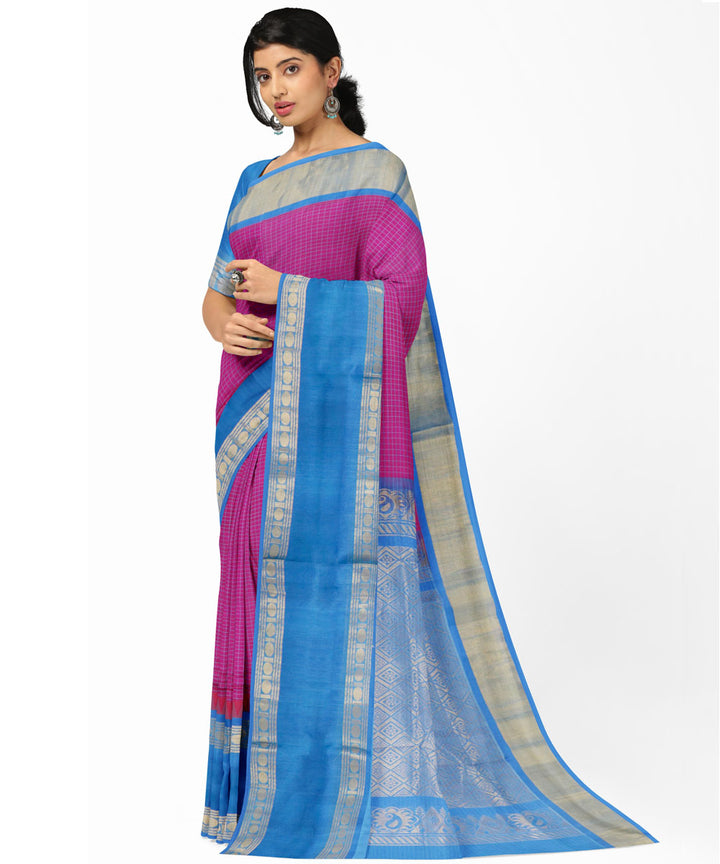 Light pink skyblue sico handwoven chirala saree