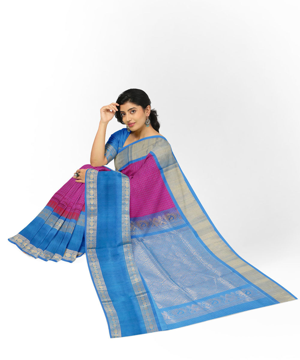Light pink skyblue sico handwoven chirala saree
