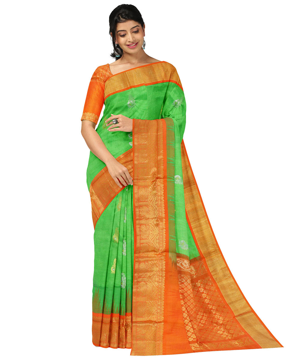 Green brown sico handwoven chirala saree