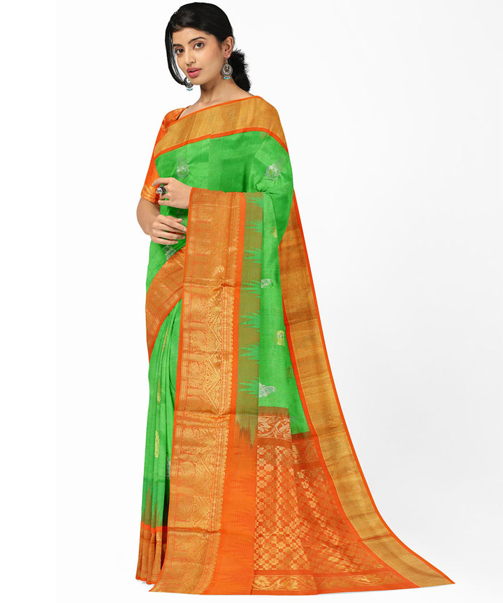 Green brown sico handwoven chirala saree