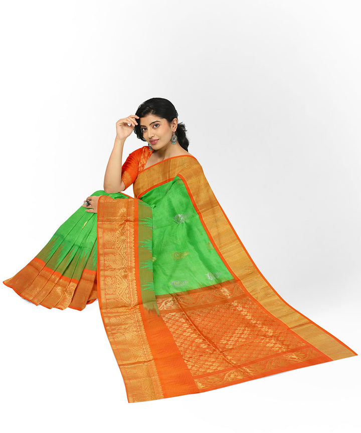 Green brown sico handwoven chirala saree