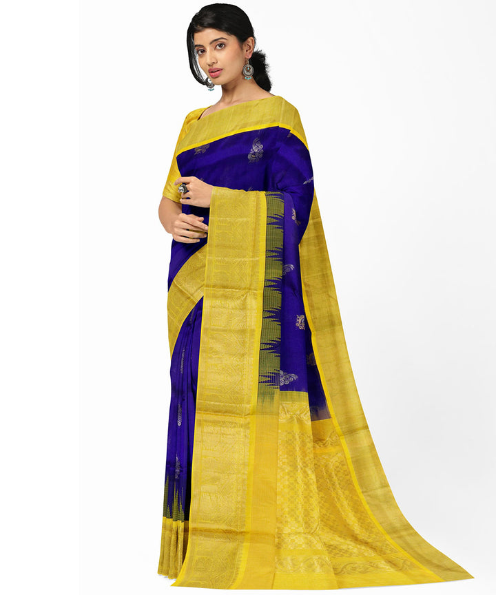 Blue mustard sico handwoven chirala saree