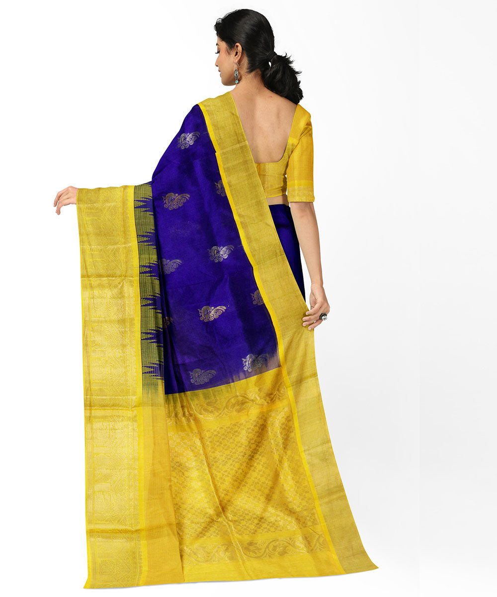 Blue mustard sico handwoven chirala saree