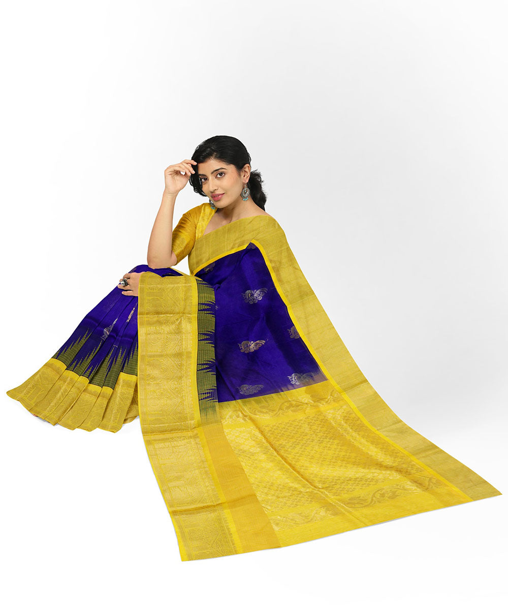 Blue mustard sico handwoven chirala saree