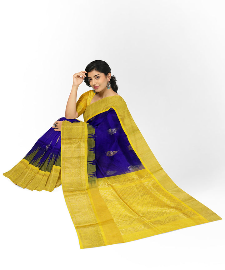 Blue mustard sico handwoven chirala saree