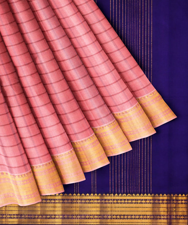 Light peach navy blue sico handwoven chirala saree