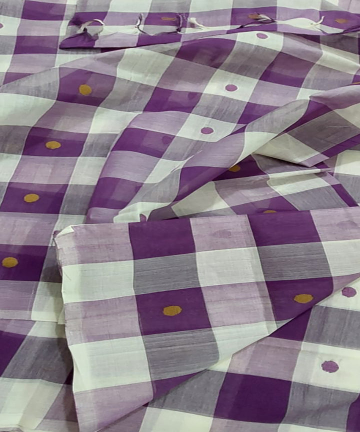 Purple offwhite white venkatagiri handloom cotton fabric