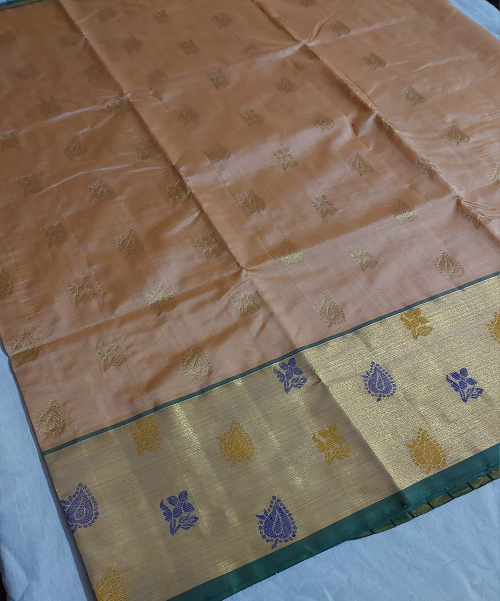 Beige golden venkatagiri handloom cottonsilk saree