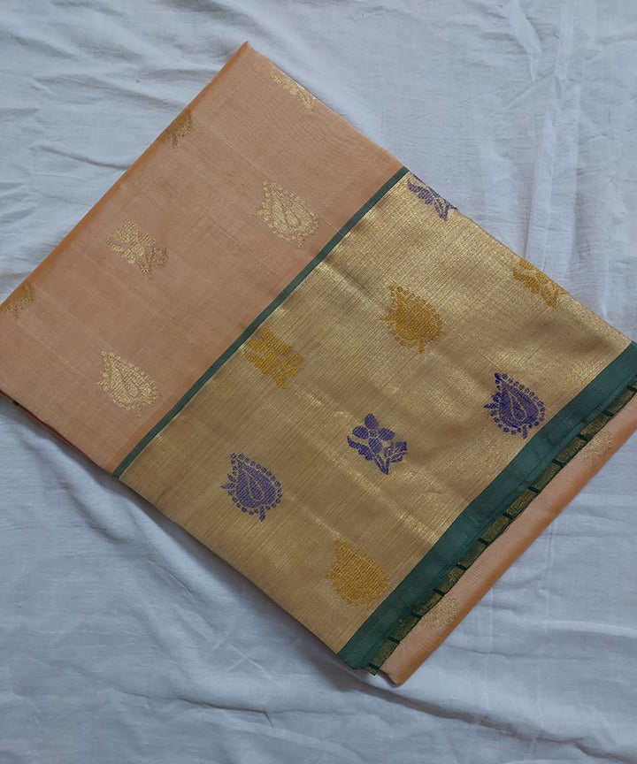 Beige golden venkatagiri handloom cottonsilk saree