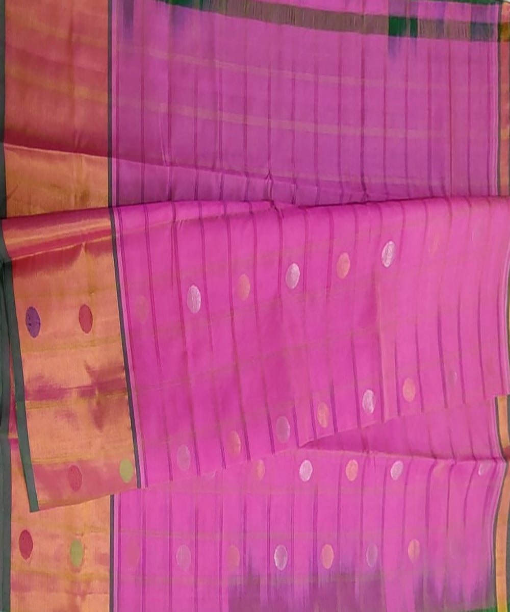 Pink green venkatagiri handloom cottonsilk saree