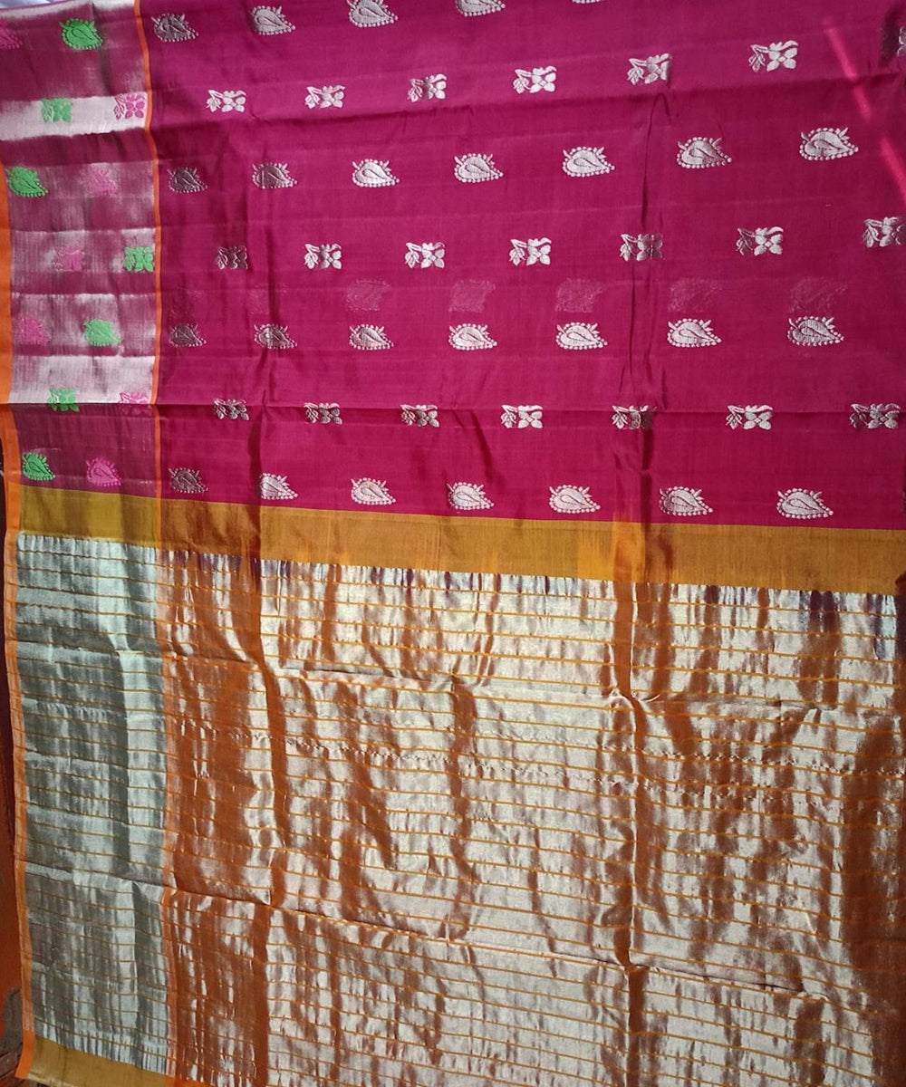 Maroon venkatagiri handloom cotton silk saree