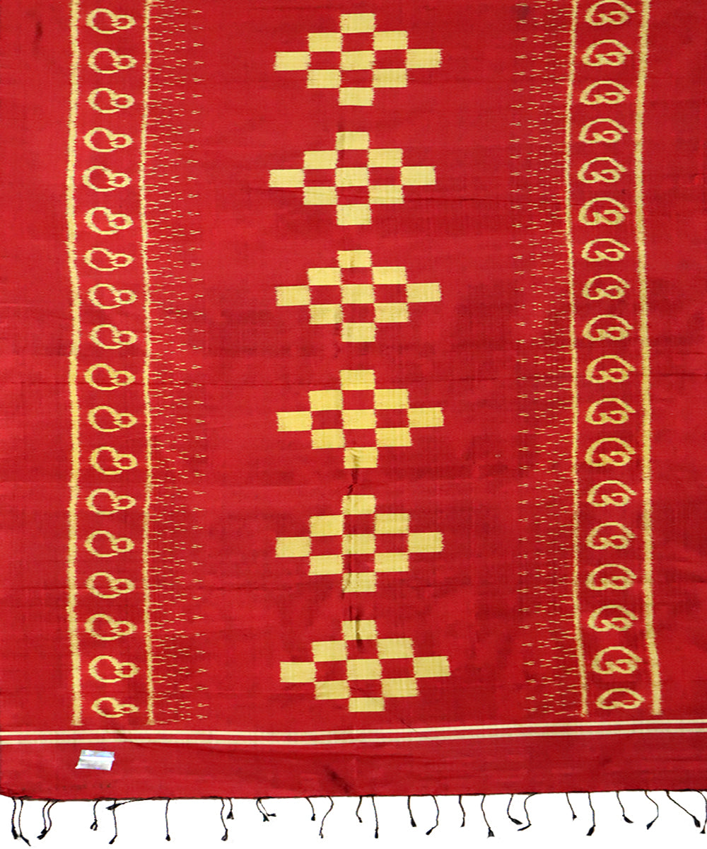 Red golden handloom nuapatna silk stole