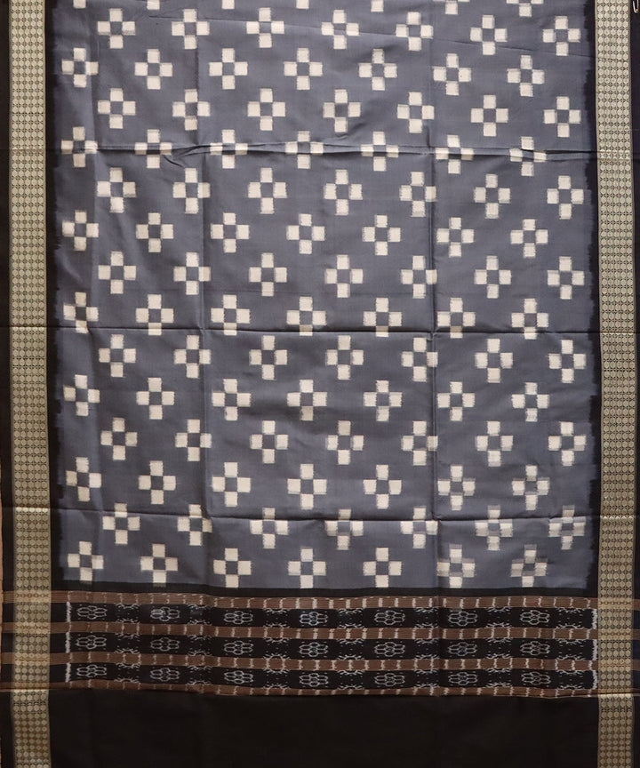 Grey black silk handloom sambalpuri dupatta