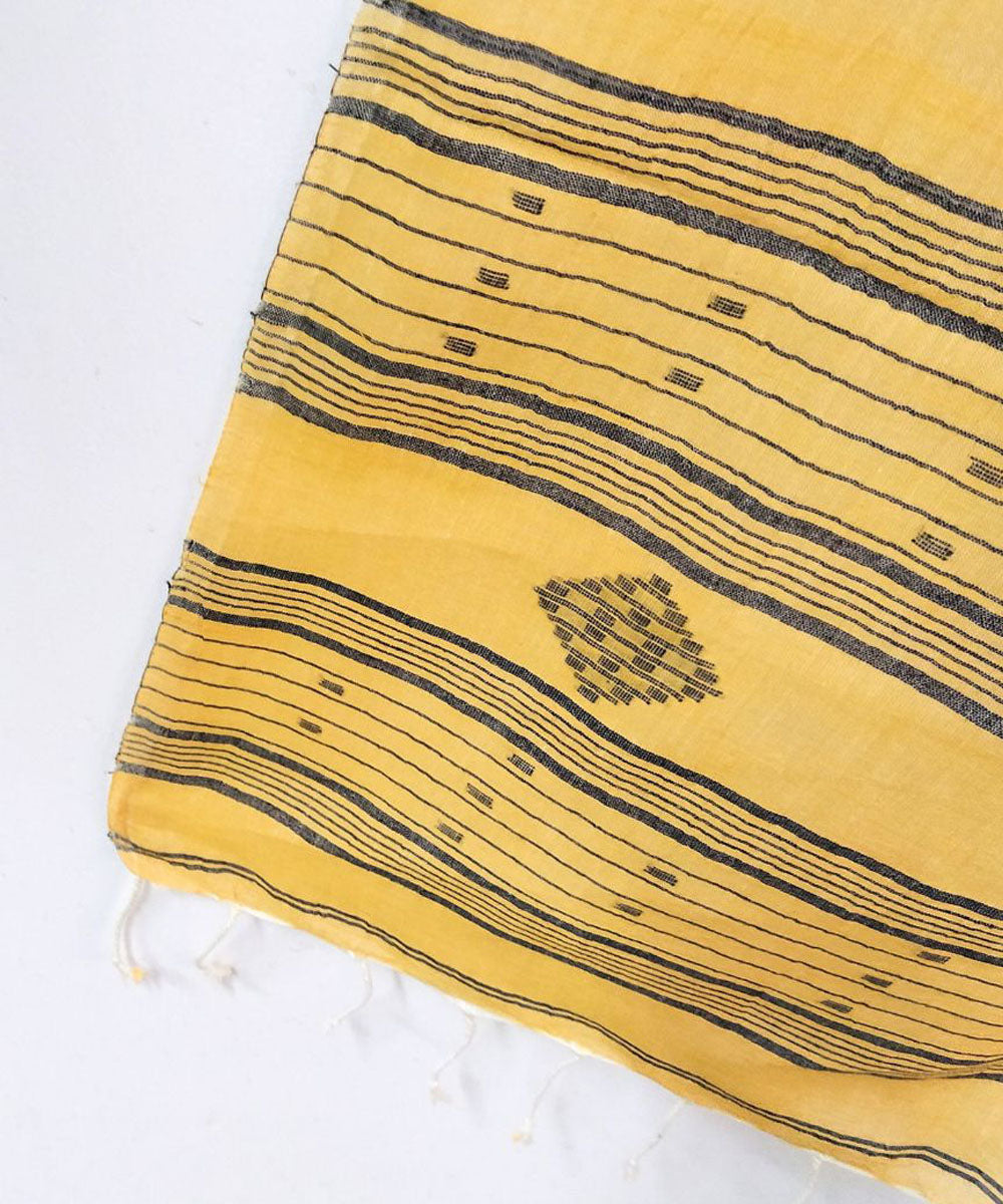 Orange handwoven cotton jamdani stole